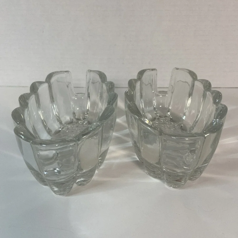 Set of 2 Vintage #438 Princess House Pressed Glass Utensil Spoon Rest Holder NIB
